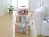 加厚手提玩具储物箱带盖 整理箱透明塑料收纳箱小号 食品收纳盒