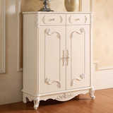 恒久之美 欧式客厅家具实木鞋柜子 法式描金雕花白色玄关储物柜 ?