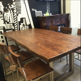 家具办公洽谈桌电脑桌组合美式复古实木做旧铁艺会议桌长桌餐桌椅