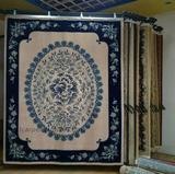 高档进口羊毛别墅地毯 蓝色青花中式古典京式仿古羊毛地毯现货
