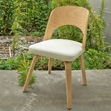 北欧原木餐椅 简约休闲咖啡椅 时尚PU皮书桌学习椅 靠背椅子