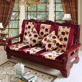 实木红木沙发坐垫中式毛绒连体带靠背木质沙发垫防滑加厚四季通用