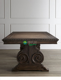 美式新古典餐桌实木雕花客厅餐桌椅组合别墅大户型餐桌椅布艺餐椅