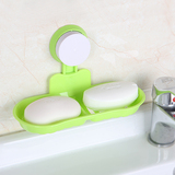 居家香皂盒肥皂盒强力吸盘双格皂盒双层大号创意浴室沥水肥皂架