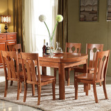 餐厅成套家具橡木餐桌椅组合实木长方桌升降桌台客厅饭桌圆形圆桌