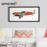 卓雅艺术 原创飞机拼贴画简约时尚现代客厅卧室沙发装饰壁画包邮