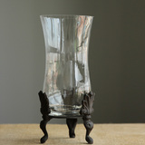 欧式乡村新古典 家居装饰品摆件客厅摆设 铁艺玻璃花瓶