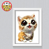 diy数字油画客厅儿童小动物手绘装饰画萌宠物卡通油画包邮