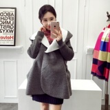 冬季韩版女装宽松毛衣加厚中长款大衣开衫棉衣加绒外套羊羔绒保暖