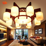 现代中式客厅吸顶灯LED 红木云石灯卧室灯仿古实木灯具别墅灯饰