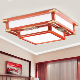 新中式吸顶灯正方形亚克力仿羊皮客厅卧室餐厅阳台古典中国风灯具