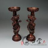 特价仿古铜器纯铜双龙蜡台烛台摆件一对佛堂用品工艺礼品古玩收藏