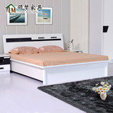 领梦家具 韩式床 钢琴烤漆双人板式气压杆床1.8米实木铺板高低