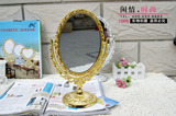 包邮韩式双面圆形心形铜镜，梳妆镜，美容双面台式镜子，化妆必备