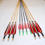 真羽木箭体育射击器材传统弓箭木箭玻纤箭印尼白木箭杆猎箭响箭