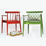 轩赢 北欧简约实木彩漆做旧餐椅 单人休闲椅子 书椅 可定制