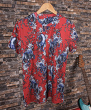 欧洲站春夏新款红花豹3D印花 花卉图腾个性时尚男女短袖T恤