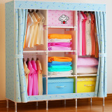 格子储物收纳组合柜 小户型卧室家具单人组装简易布艺衣柜子BFE18