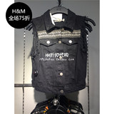 HM H&M专柜正品代购女装音乐节印花布幅牛仔马甲马夹0388719001