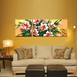 diy数字油画风景花卉欧式客厅手绘大幅填色画三拼三联 百年好合