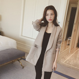 2015秋装新款女士上衣韩版修身显瘦小西装中长款休闲西装毛呢外套