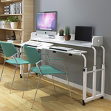 床上双人电脑桌 双台面可倾斜桌子护理桌 餐桌 跨床笔记本桌
