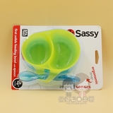 美国sassy易握分隔碗带硅胶软勺 2色 可微波 现货
