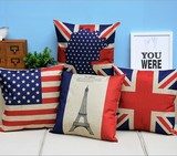 布艺沙发棉麻抱枕靠垫靠枕创意设计英国美国国旗卡通简约文艺多款