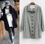 韩版冬装新款大码女装上衣外套胖mm加厚不倒绒保暖中长款纯色卫衣