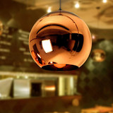 简约现代餐厅灯创意咖啡厅酒吧台灯具 玻璃圆球形电镀球单头吊灯