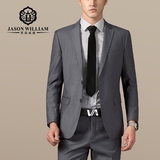 中年男士西服套装大码修身休闲西装男套装灰色职业正装男商务西装