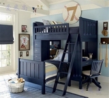 美式儿童双层床实木床多功能床子母床高低床上下铺组合带书桌特价