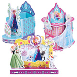 迪士尼冰雪奇缘艾莎公主3D立体场景拼图纸模儿童益智拼插玩具礼物