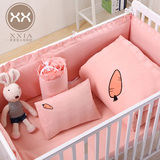 婴儿床上用品宝宝婴童床品床围套件被套床单枕套幼稚园三件套纯棉