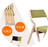 实木折叠拆洗椅简约现代家用布艺餐椅欧式休闲书桌椅靠背电脑椅子