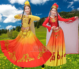 新款现代新疆舞蹈服装 少数民族维族舞台表演服 大摆长裙出场舞服