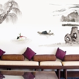 大型客厅电视背景墙贴风景自粘墙纸贴画创意中国风墙壁贴纸水墨画