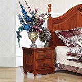 图腾木业欧式床头柜全实木美式床头柜双抽阶灯柜揪木家具定做白色