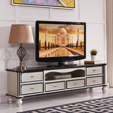 欧式美式田园地中海电视柜简约可储物实木电视机柜卧室地柜装饰