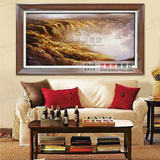 手绘油画中式油画客厅办公室别墅大幅风景画 黄河《财源广进2》