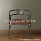 美式酒店休闲金属皮垫椅子 创意时尚靠背家用餐厅铁艺餐椅咖啡椅