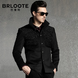Brloote毛呢外套 男士英伦羊毛呢子大衣 男修身短款潮 新款冬装