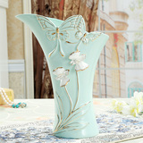 景德镇水培陶瓷花瓶摆件手工艺术创意绿色百合插花客厅家居装饰品