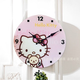 包邮创意可爱hello kitty卡通钟表挂钟婴儿卧室静音挂钟eNUccf66