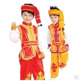 新款儿童苗族演出服男童傣族高山族民族舞蹈舞台瑶族表演服服装