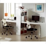 加长版双人用简洁组合烤漆电脑桌书柜办公桌现代简约办公室用398