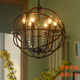 新中式铁艺鸟笼灯美式北欧蜡烛吊灯复古圆形铁艺餐厅灯鸟笼酒吧灯