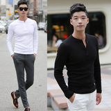 韩国代购男装春秋季新款韩版修身时尚休闲青年男士长袖T恤打底衫