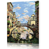 新品数字油画DIY手绘欧式城镇风景建筑威尼斯水城大幅客厅装饰画