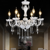 白色水晶吊灯客厅灯现代奢华LED蜡烛吊灯欧式卧室灯餐厅水晶灯